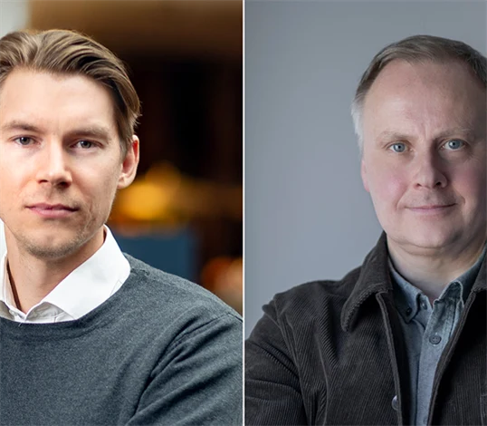 Bild på Joakim Wirén, chefsekonom Gröna arbetsgivare, och Patrick Joyce, chefsekonom Almega.