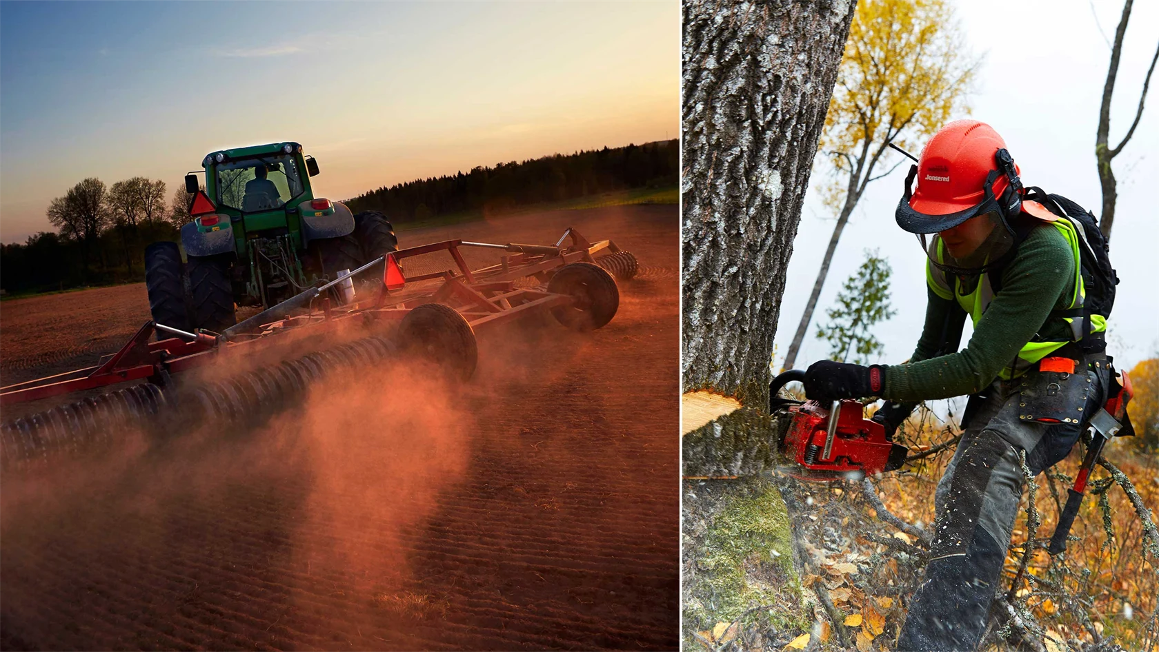 Bilder från lantbruk och skogsbruk.