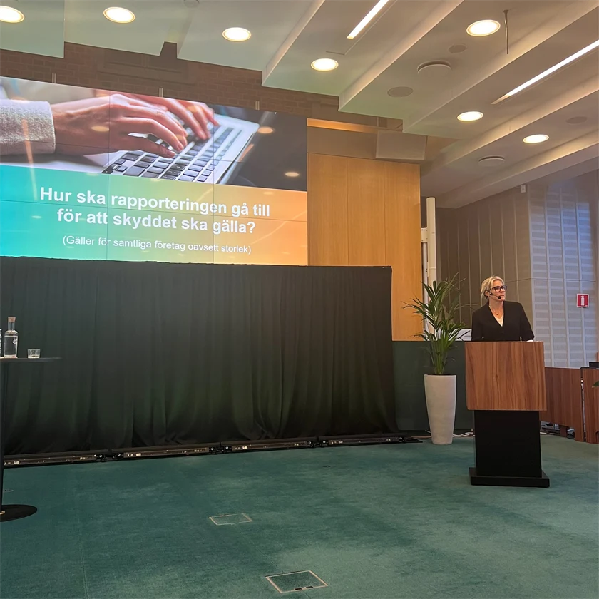 Chefsjurist Tina Nordenbrink gav viktig information om Visselblåsarlagen.