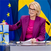 Finansminister Elisabeth Svantesson presenterar budgetpropositionen för 2026.