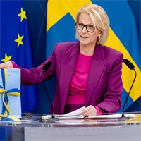 Finansminister Elisabeth Svantesson presenterar budgetpropositionen för 2026.